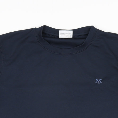 National Trust Mens Blue Polyester T-Shirt Size S Round Neck