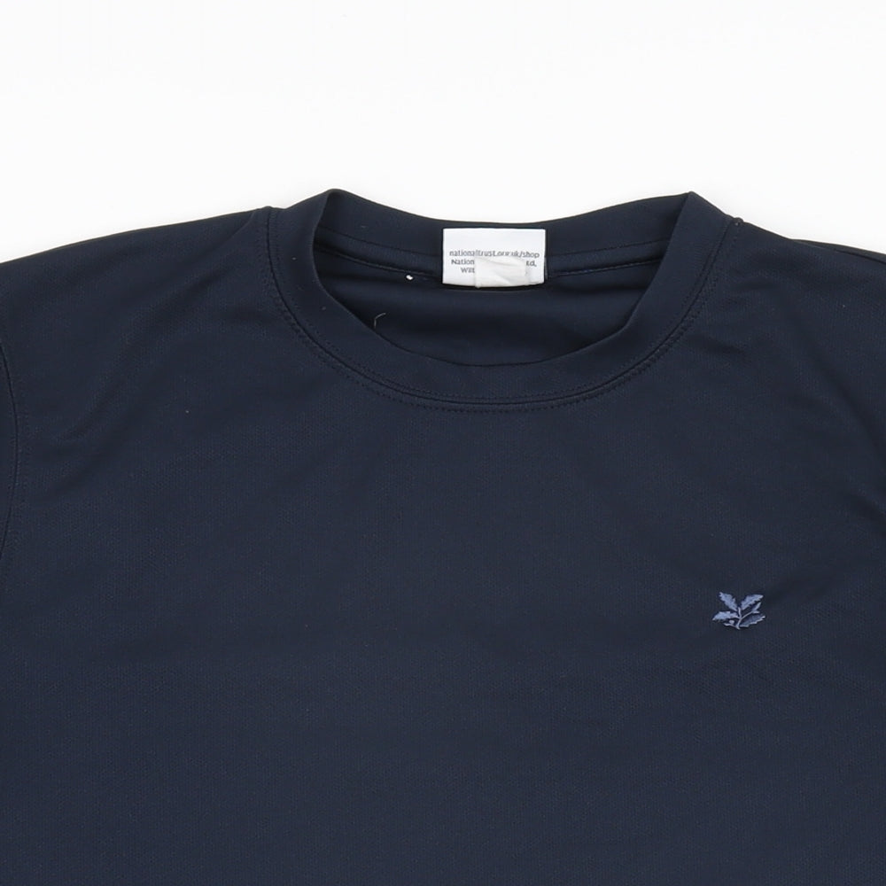 National Trust Mens Blue Polyester T-Shirt Size S Round Neck