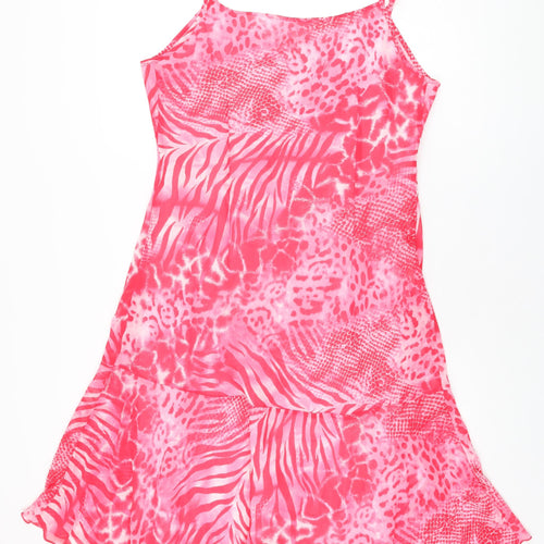 Per Una Womens Pink Animal Print Polyester A-Line Size 18 V-Neck Pullover