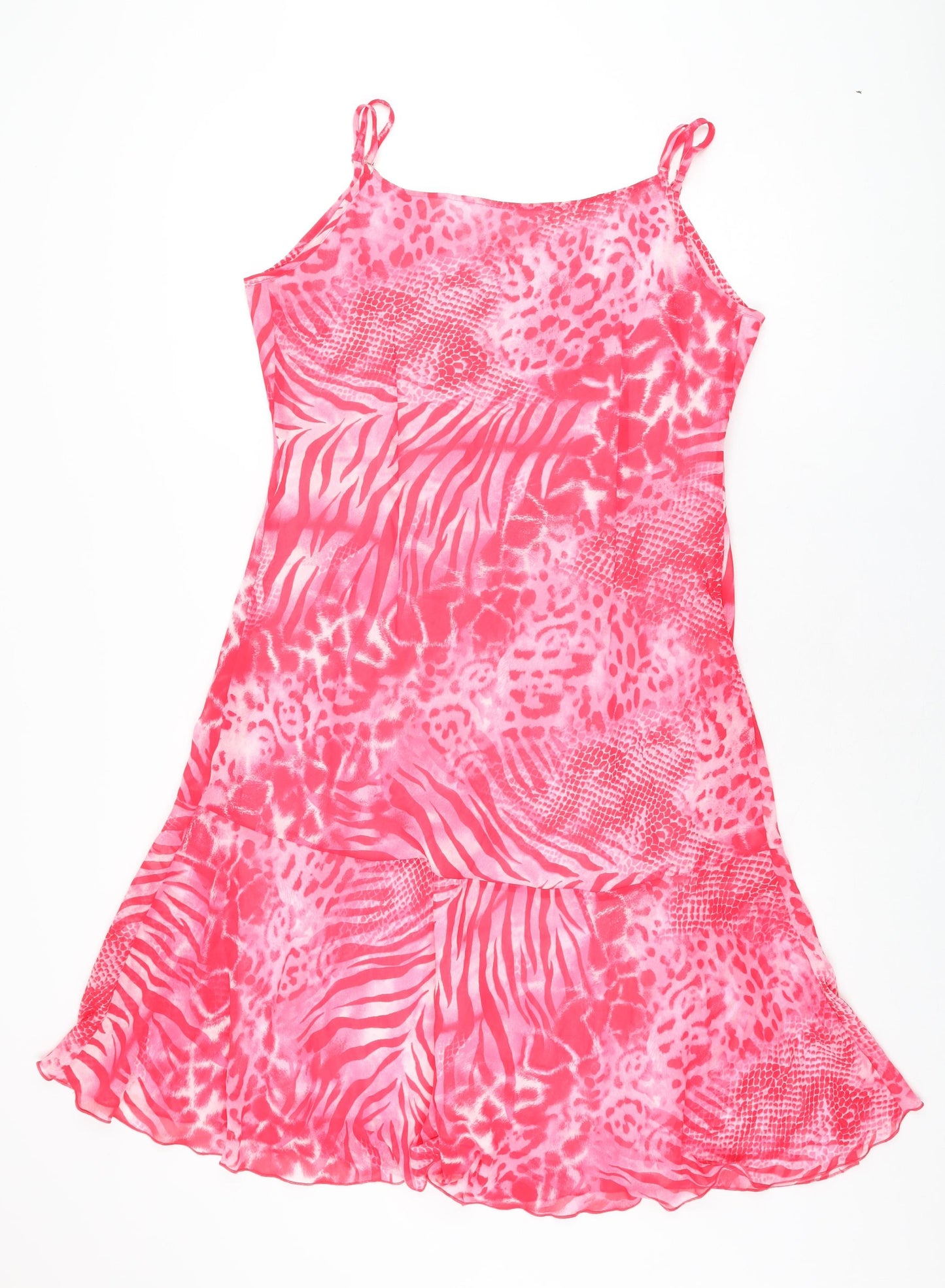 Per Una Womens Pink Animal Print Polyester A-Line Size 18 V-Neck Pullover