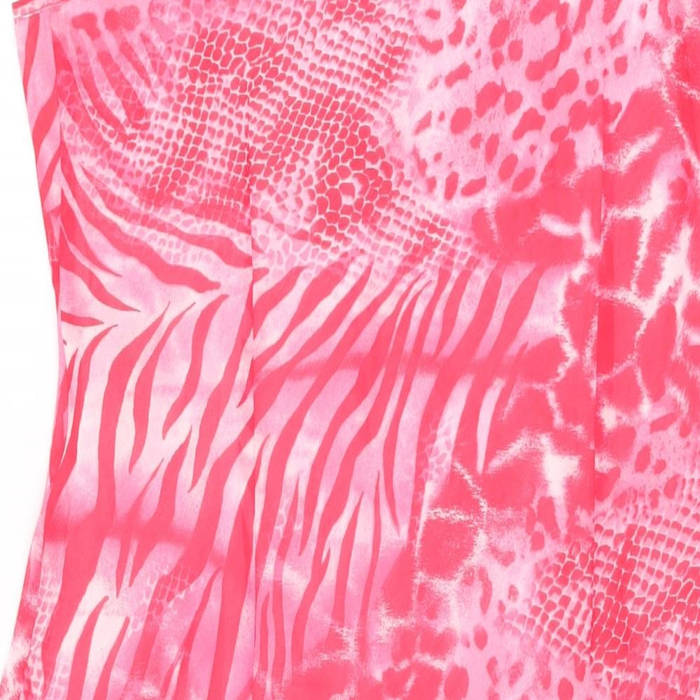 Per Una Womens Pink Animal Print Polyester A-Line Size 18 V-Neck Pullover