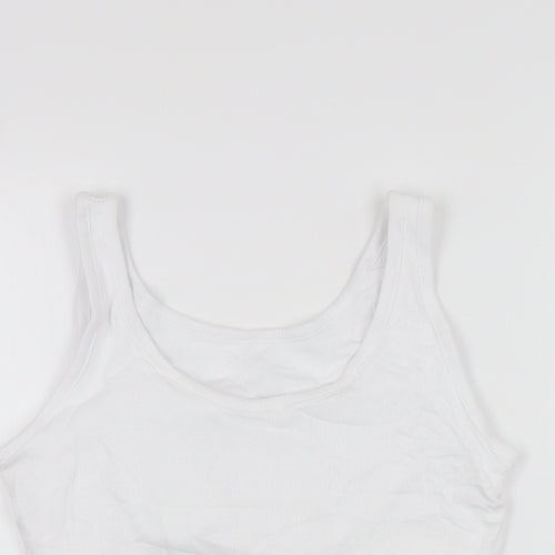 Marks and Spencer Womens White Cotton Basic Tank Size 14 Scoop Neck
