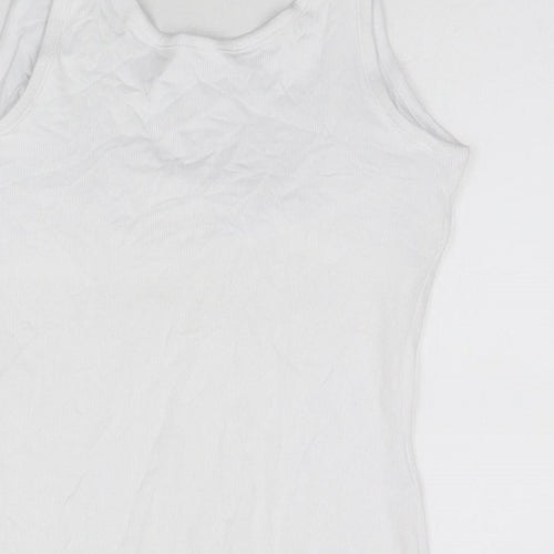 Marks and Spencer Womens White Cotton Basic Tank Size 14 Scoop Neck