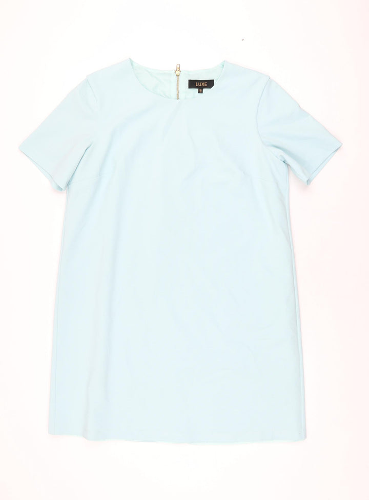 Dorothy Perkins Womens Blue Polyester Shift Size 16 Round Neck Zip