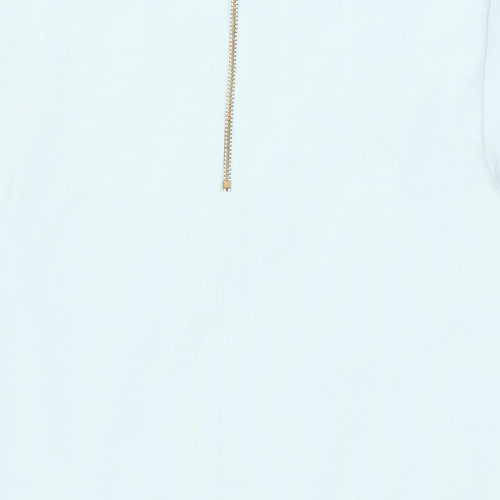 Dorothy Perkins Womens Blue Polyester Shift Size 16 Round Neck Zip