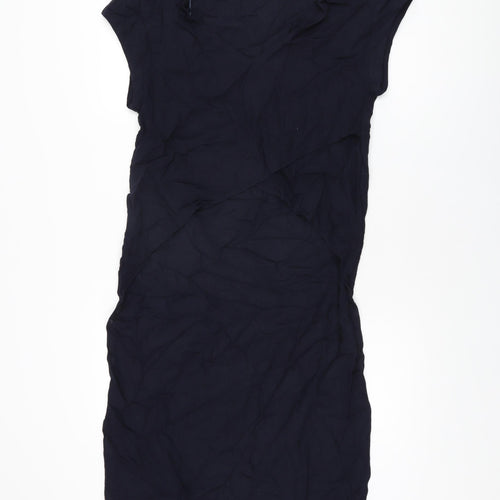 Zara Womens Blue Viscose Basic T-Shirt Size S V-Neck