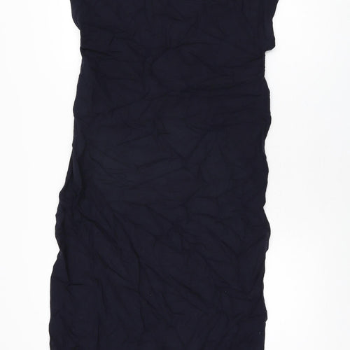 Zara Womens Blue Viscose Basic T-Shirt Size S V-Neck