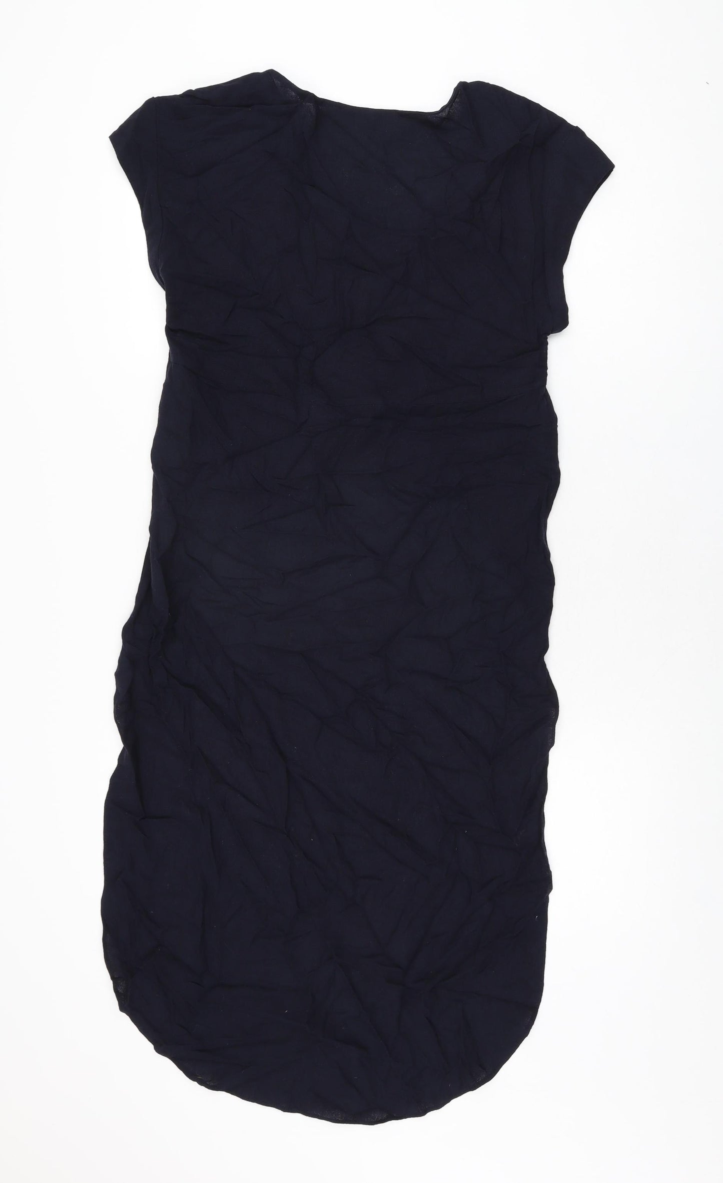 Zara Womens Blue Viscose Basic T-Shirt Size S V-Neck