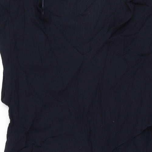 Zara Womens Blue Viscose Basic T-Shirt Size S V-Neck