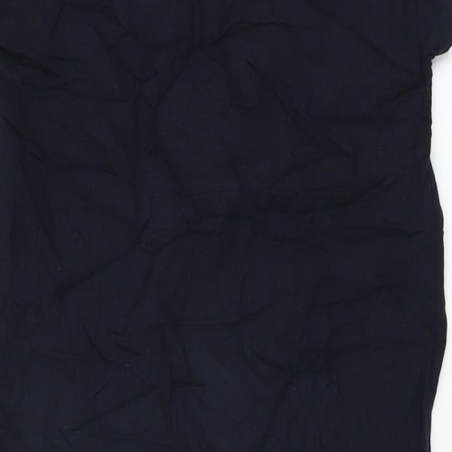 Zara Womens Blue Viscose Basic T-Shirt Size S V-Neck