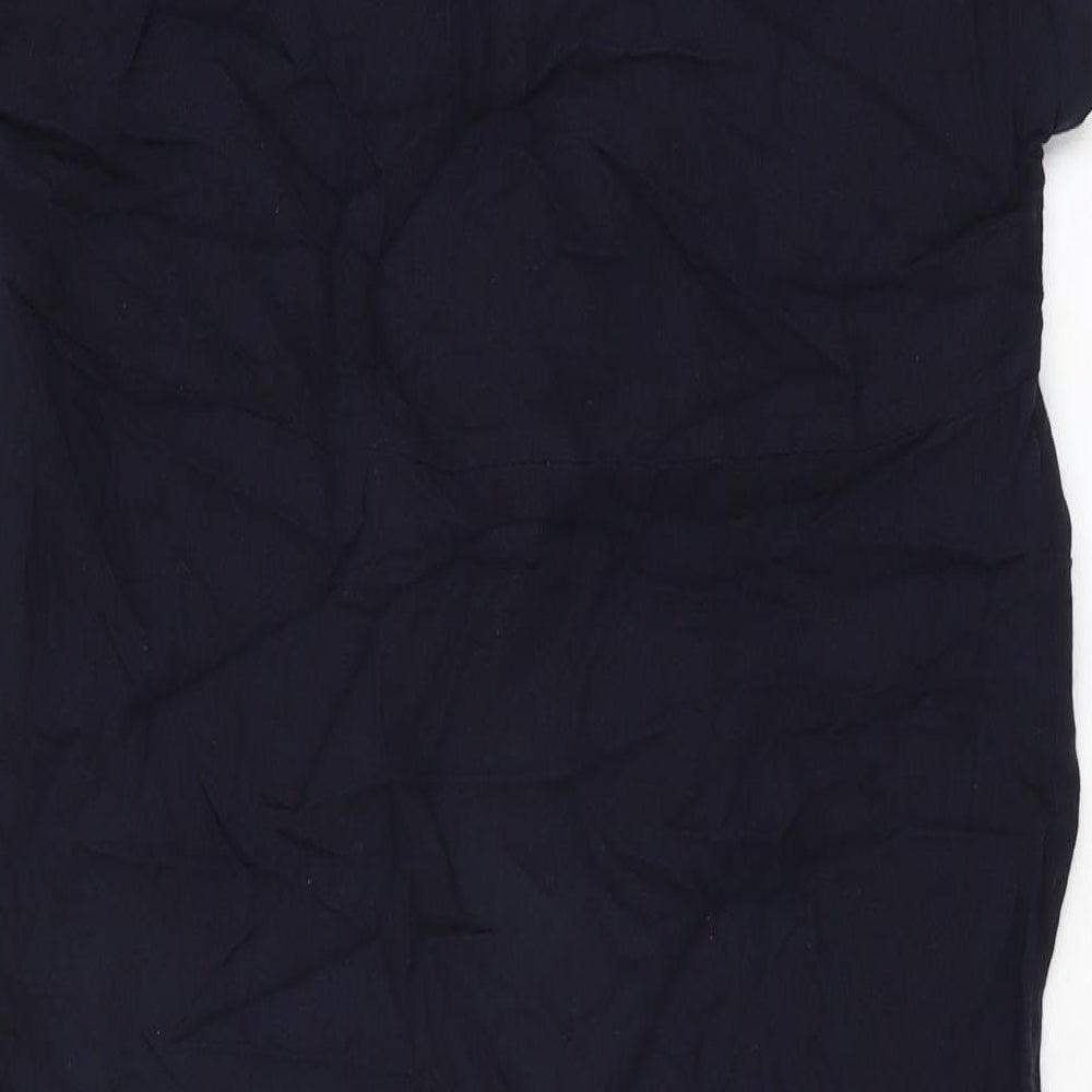 Zara Womens Blue Viscose Basic T-Shirt Size S V-Neck