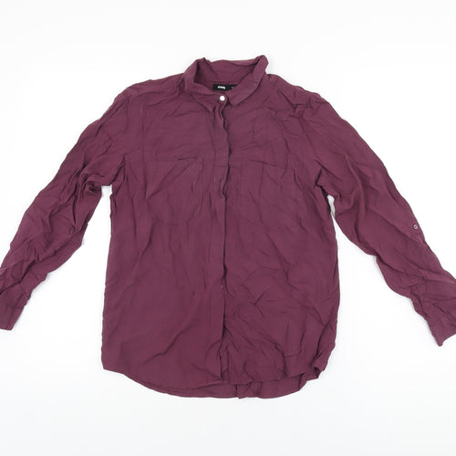 Sinsay Womens Purple Polyester Basic Button-Up Size XS Collared