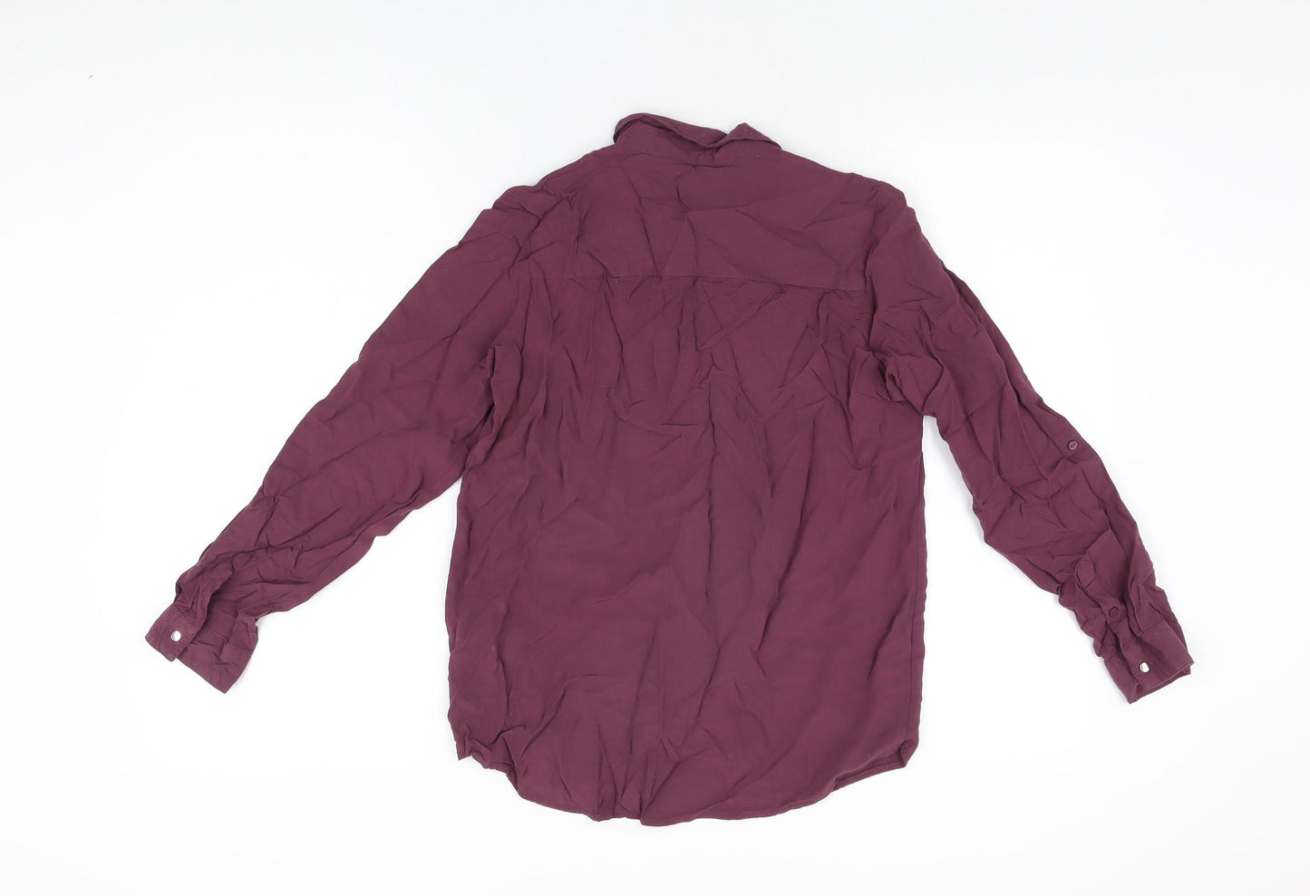 Sinsay Womens Purple Polyester Basic Button-Up Size XS Collared