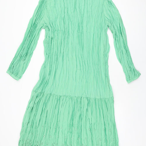 Marks and Spencer Womens Green Polyester A-Line Size 14 V-Neck Pullover