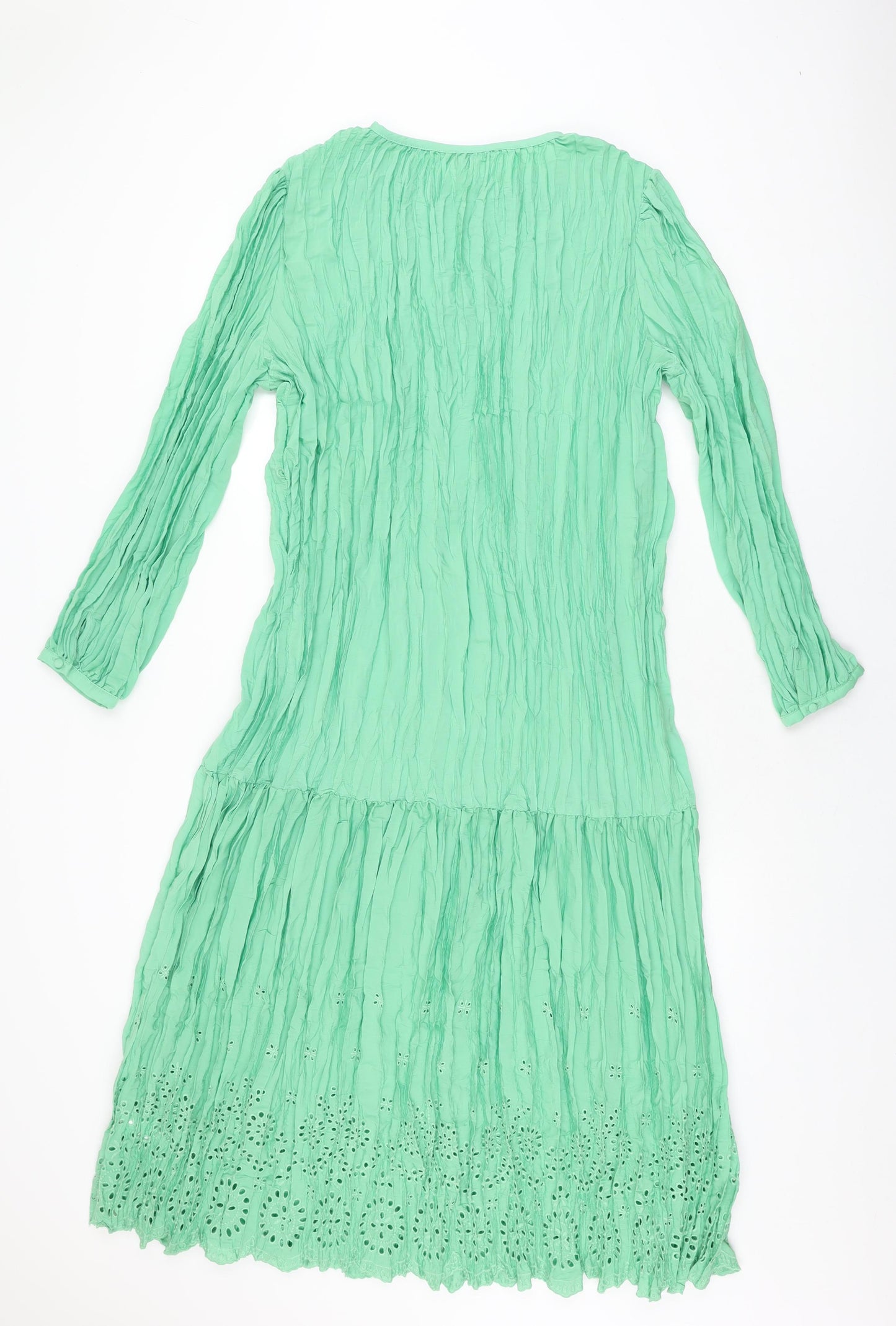 Marks and Spencer Womens Green Polyester A-Line Size 14 V-Neck Pullover