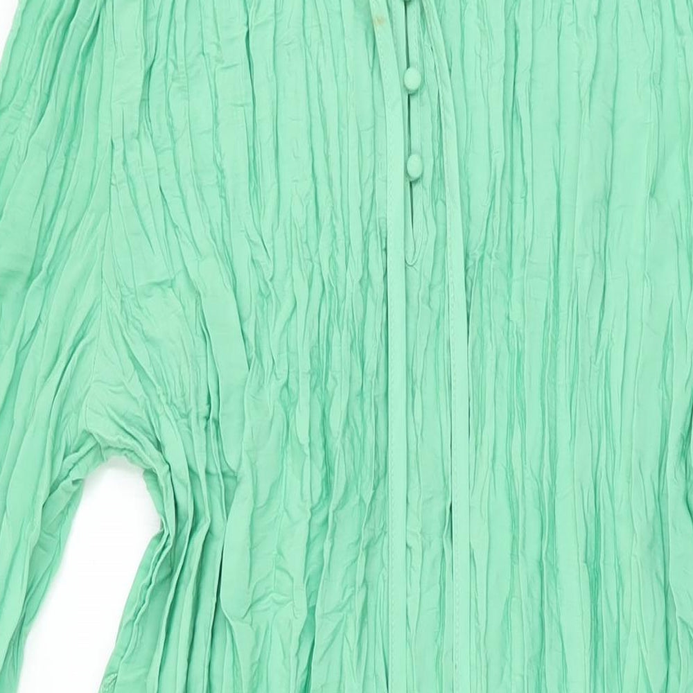 Marks and Spencer Womens Green Polyester A-Line Size 14 V-Neck Pullover