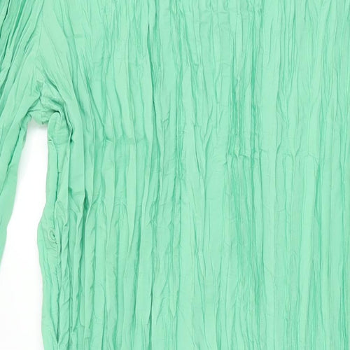 Marks and Spencer Womens Green Polyester A-Line Size 14 V-Neck Pullover