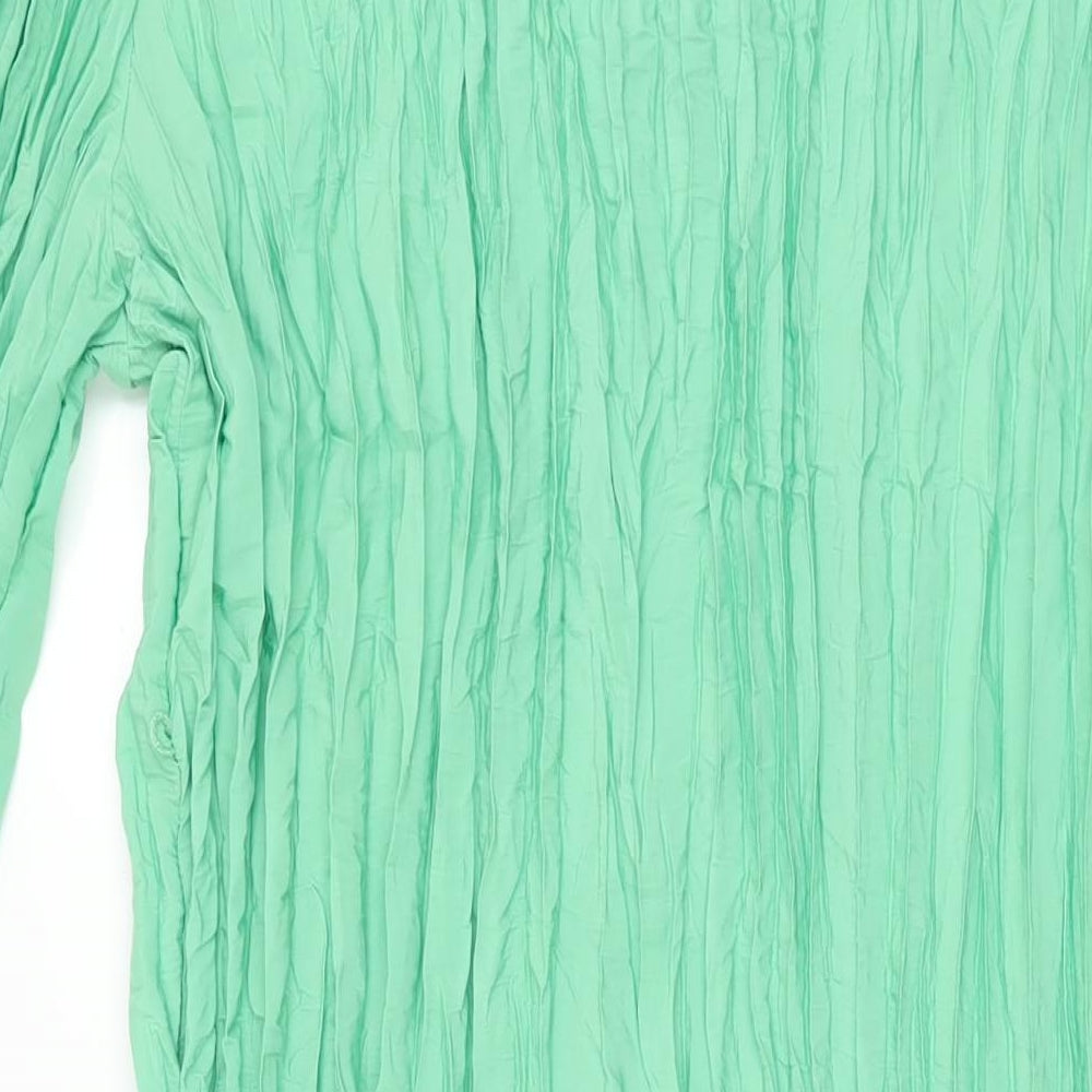 Marks and Spencer Womens Green Polyester A-Line Size 14 V-Neck Pullover