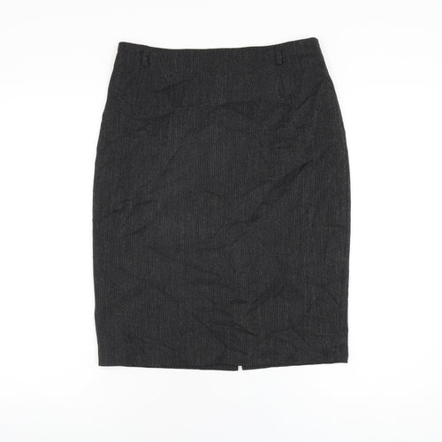 Marks and Spencer Womens Black Polyester Straight & Pencil Skirt Size 12 Zip