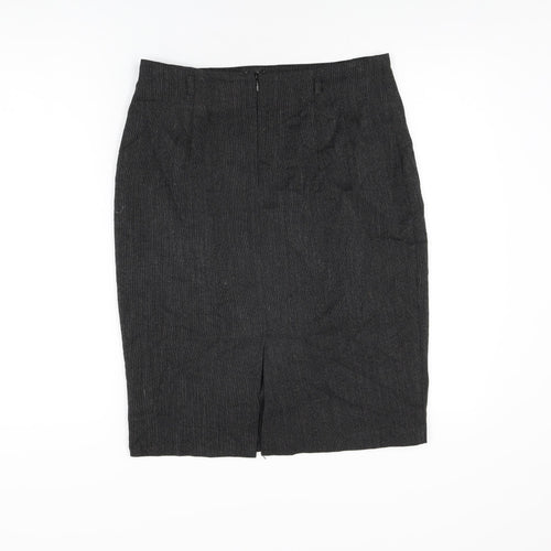Marks and Spencer Womens Black Polyester Straight & Pencil Skirt Size 12 Zip