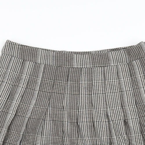 NEXT Womens Grey Geometric Polyester Skater Skirt Size 8 Zip - Houndstooth