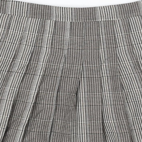 NEXT Womens Grey Geometric Polyester Skater Skirt Size 8 Zip - Houndstooth