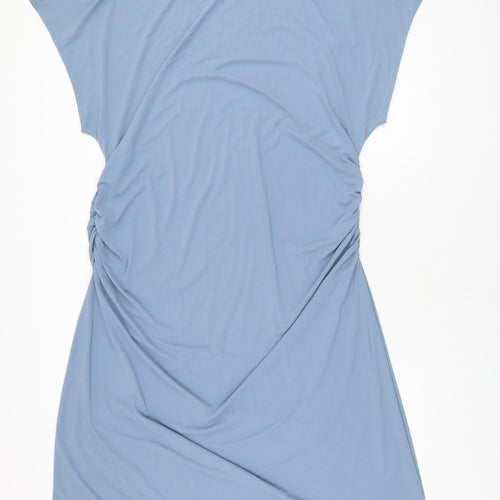 Marks and Spencer Womens Blue Polyester Shift Size 22 Boat Neck Pullover