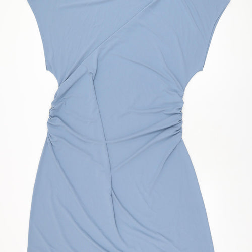 Marks and Spencer Womens Blue Polyester Shift Size 22 Boat Neck Pullover