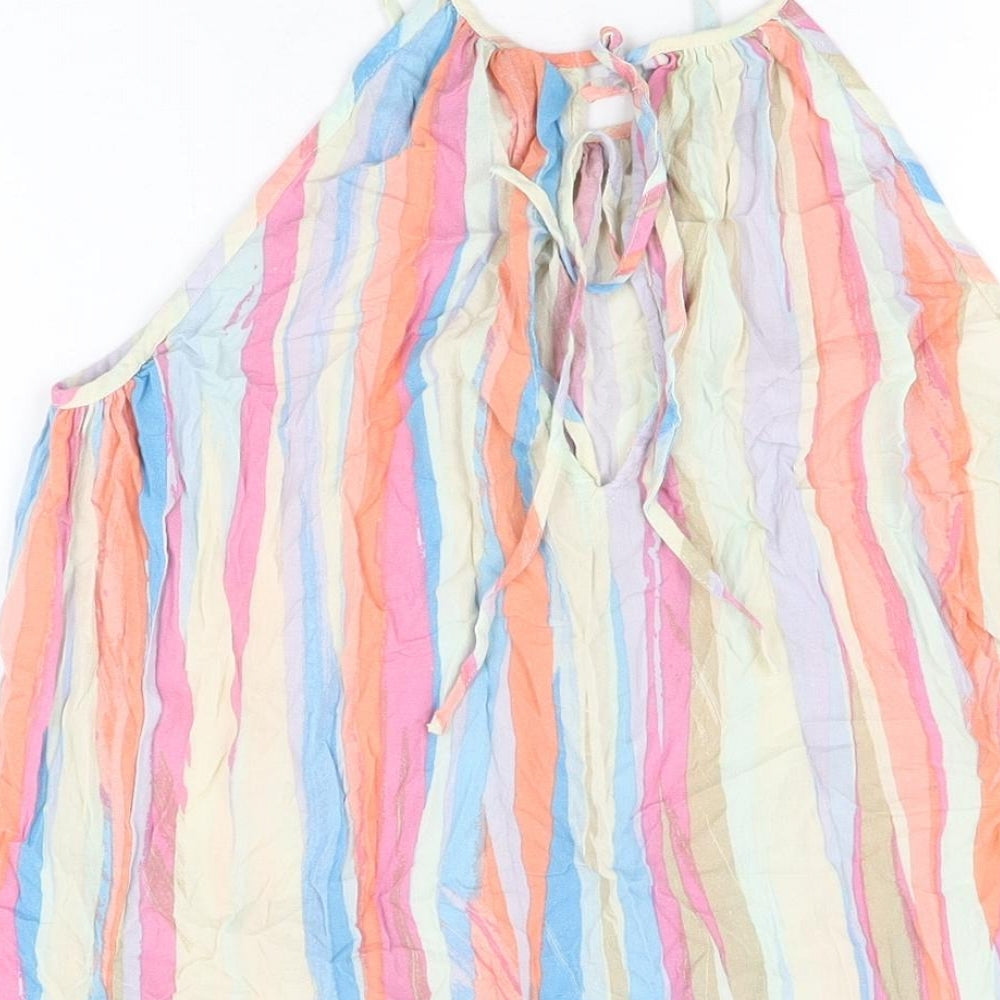 Gap Womens Multicoloured Striped Cotton Basic T-Shirt Size S Round Neck