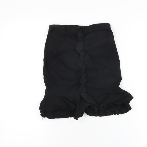 PRETTYLITTLETHING Womens Black Polyester Mini Skirt Size 10