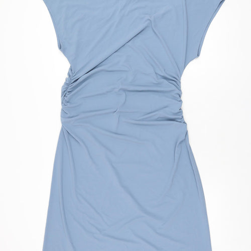 Marks and Spencer Womens Blue Polyester Shift Size 14 Boat Neck Pullover