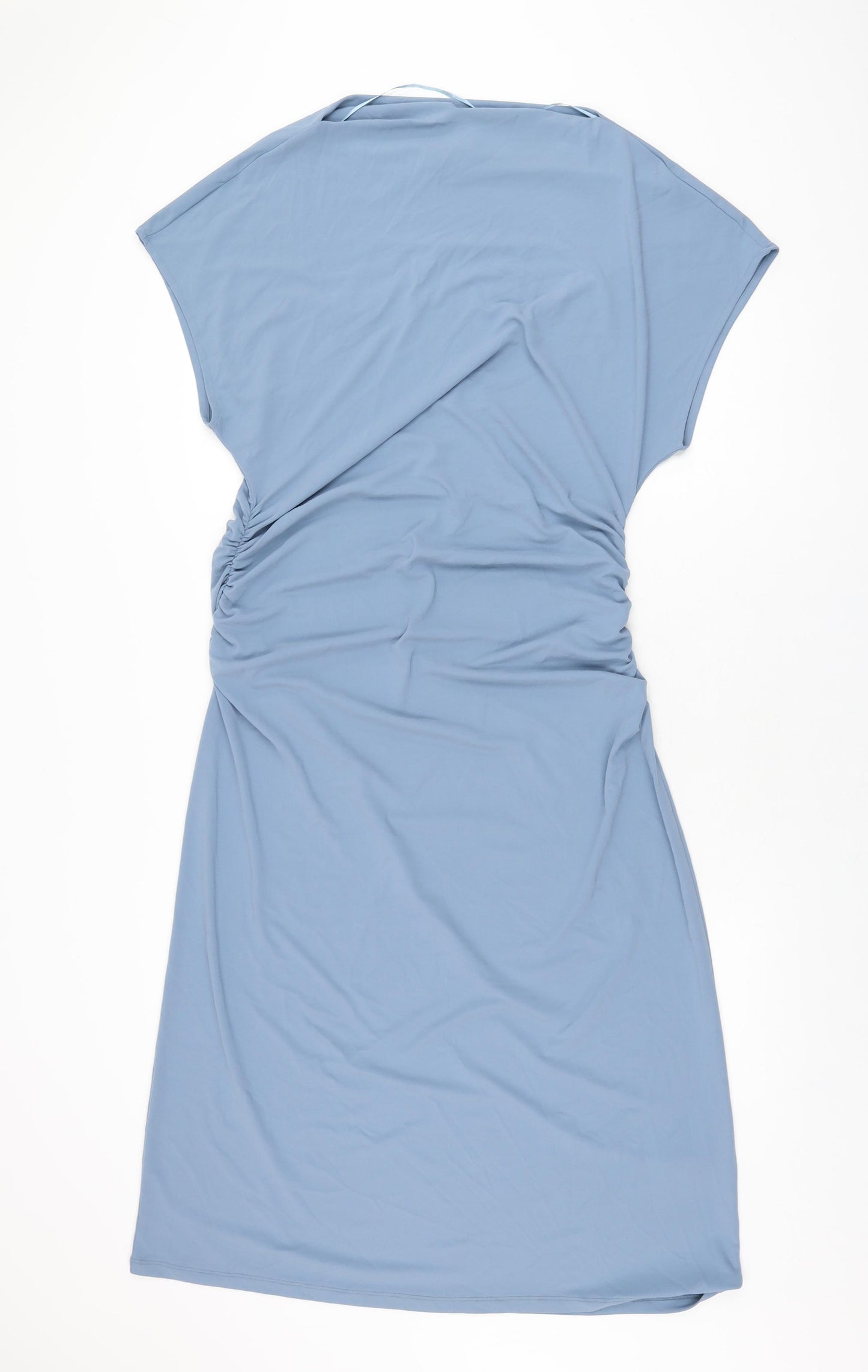 Marks and Spencer Womens Blue Polyester Shift Size 14 Boat Neck Pullover