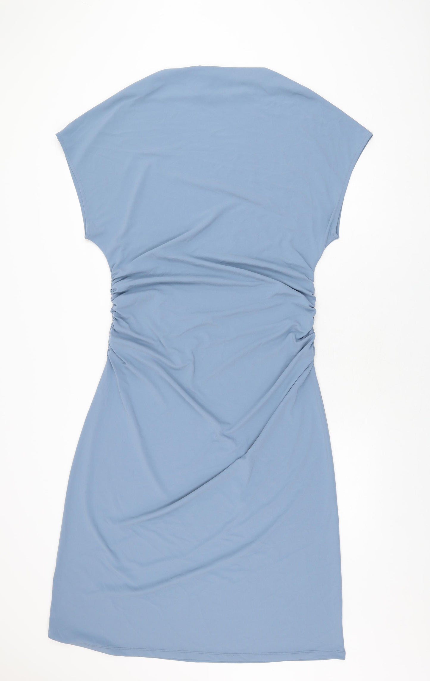 Marks and Spencer Womens Blue Polyester Shift Size 14 Boat Neck Pullover