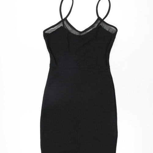 Missguided Womens Black Polyester Bodycon Size 8 V-Neck Pullover