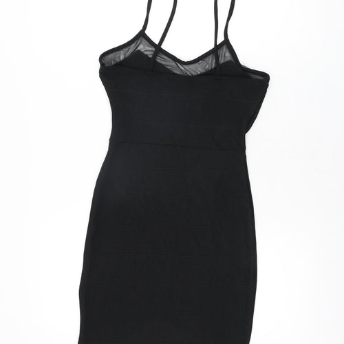 Missguided Womens Black Polyester Bodycon Size 8 V-Neck Pullover