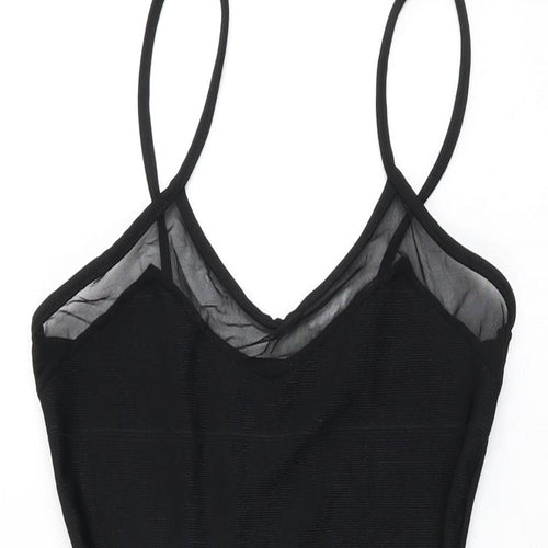 Missguided Womens Black Polyester Bodycon Size 8 V-Neck Pullover