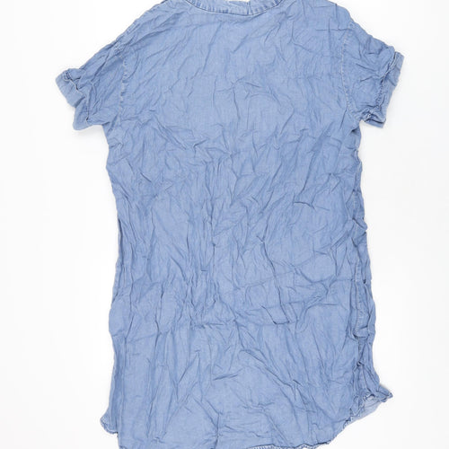 H&M Womens Blue Lyocell Shift Size 10 V-Neck Pullover