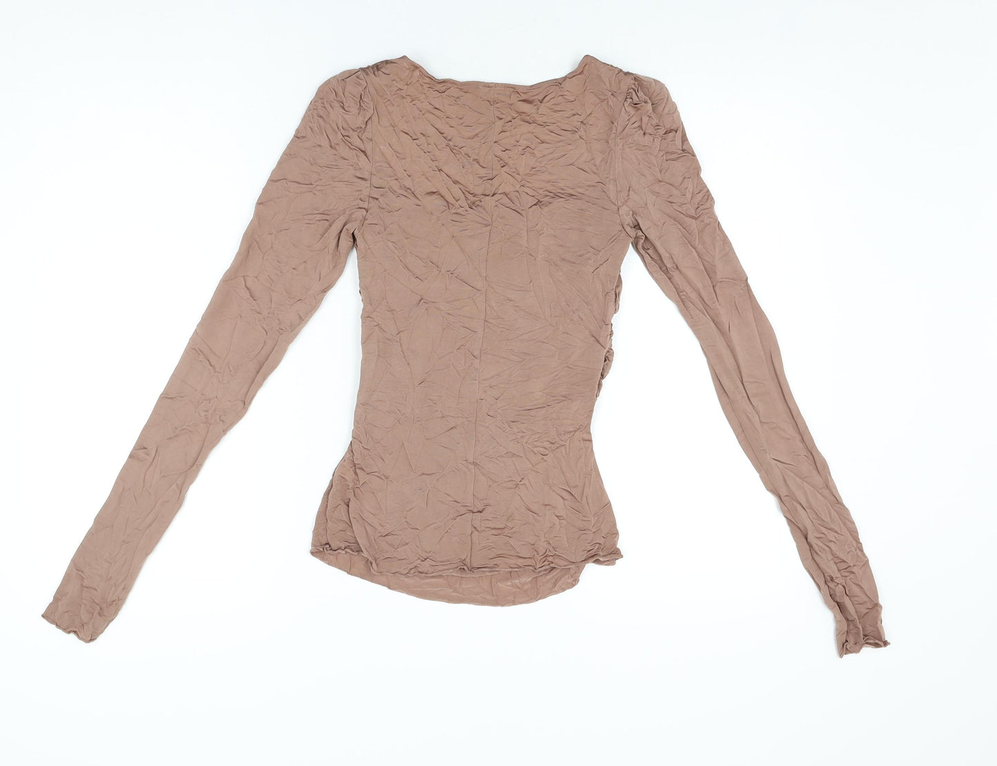 Free People Womens Brown Viscose Basic T-Shirt Size S Square Neck