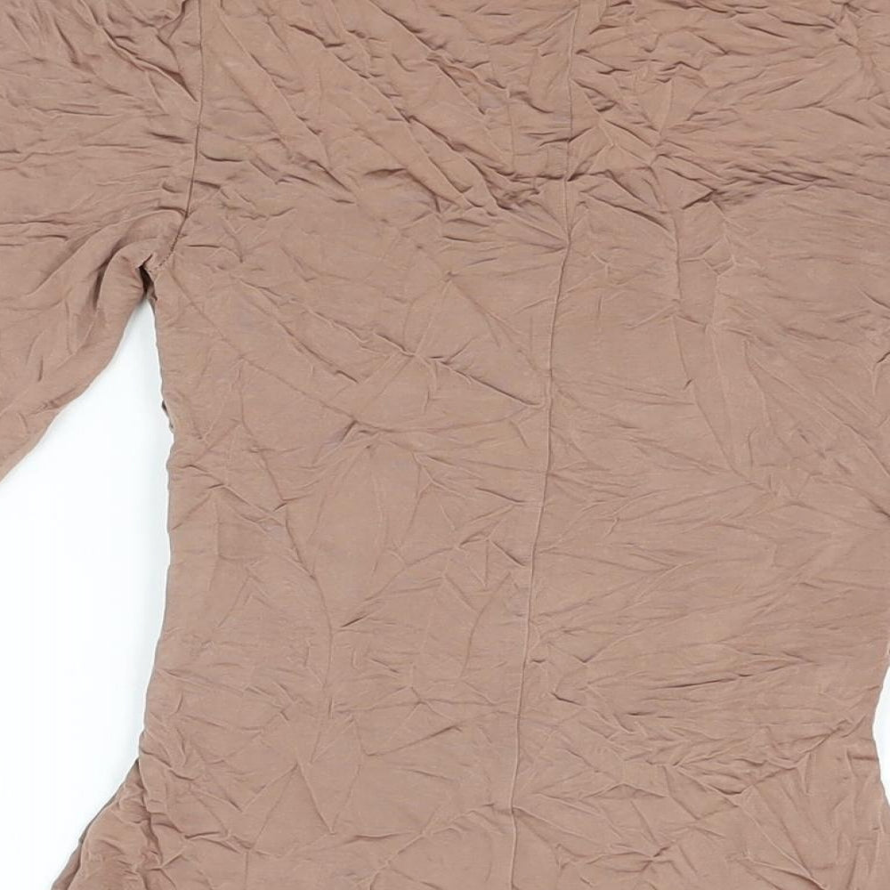 Free People Womens Brown Viscose Basic T-Shirt Size S Square Neck