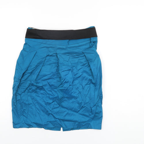 River Island Womens Blue Polyester Mini Skirt Size 8 Zip
