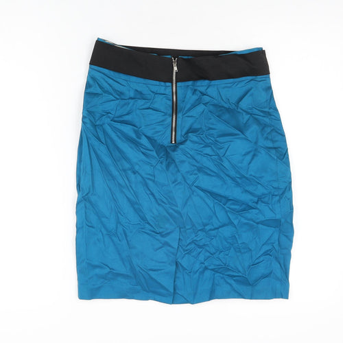 River Island Womens Blue Polyester Mini Skirt Size 8 Zip