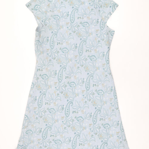 Variations Womens Blue Floral Polyester A-Line Size 18 V-Neck Pullover