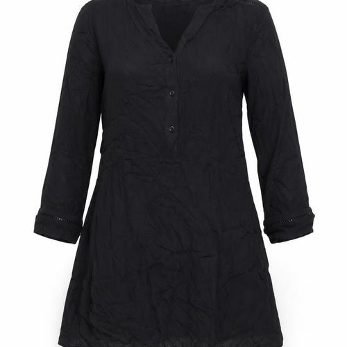 Art Love Womens Black Polyester Skater Dress Size M V-Neck Button