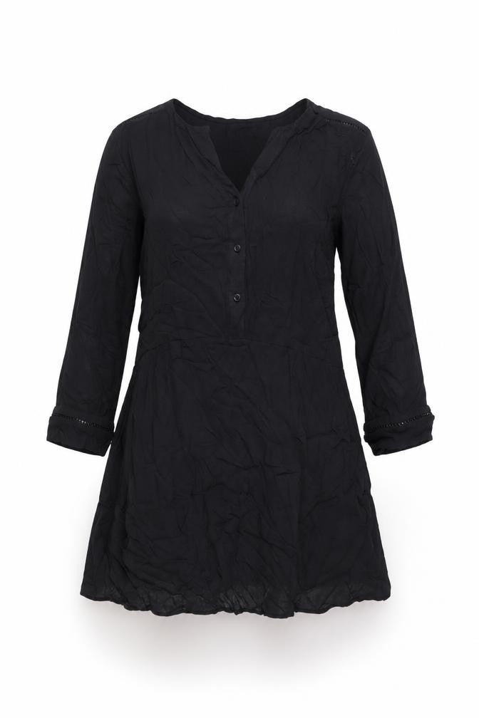Art Love Womens Black Polyester Skater Dress Size M V-Neck Button