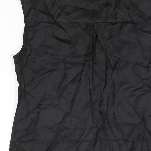 Collection London Womens Black Cotton Basic Button-Up Size 10 V-Neck