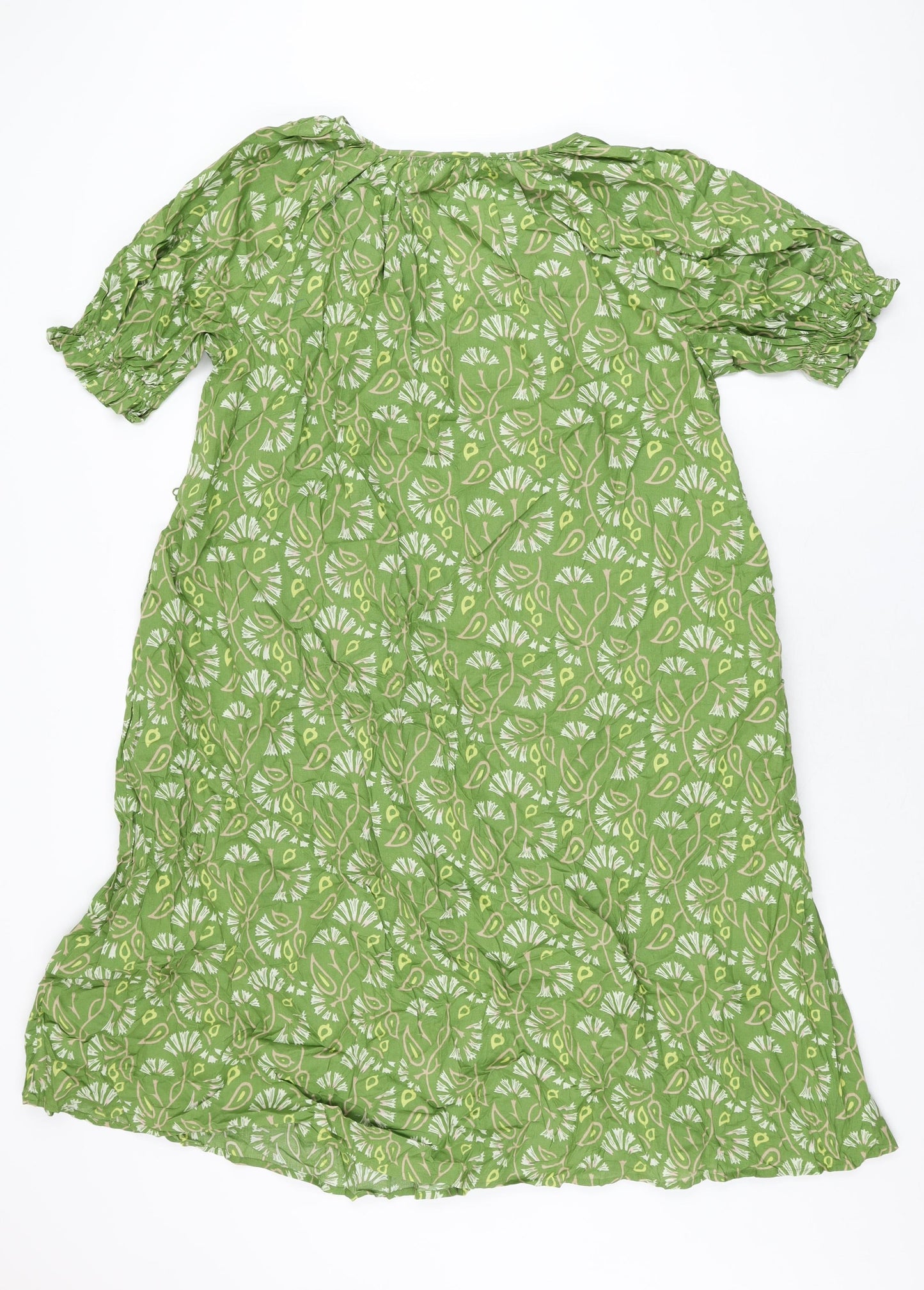 Per Una Womens Green Geometric Cotton Shift Size 10 V-Neck Pullover