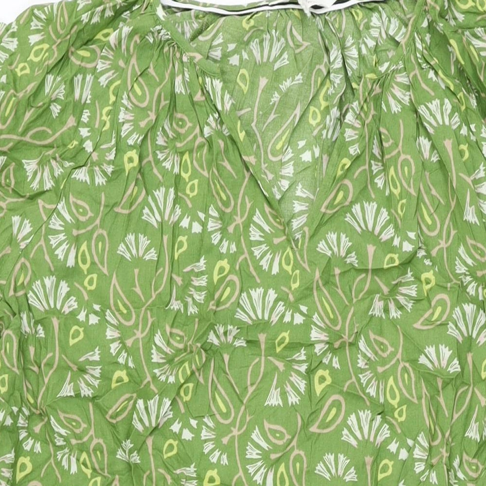 Per Una Womens Green Geometric Cotton Shift Size 10 V-Neck Pullover