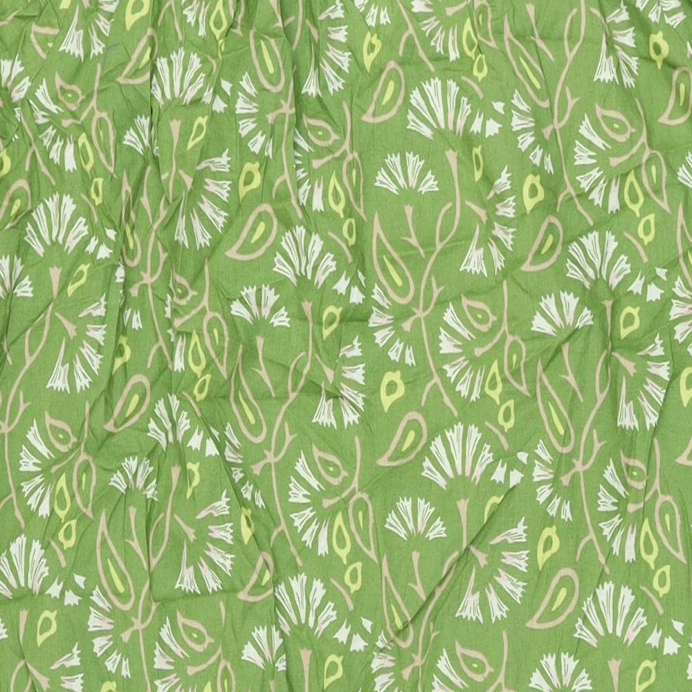 Per Una Womens Green Geometric Cotton Shift Size 10 V-Neck Pullover