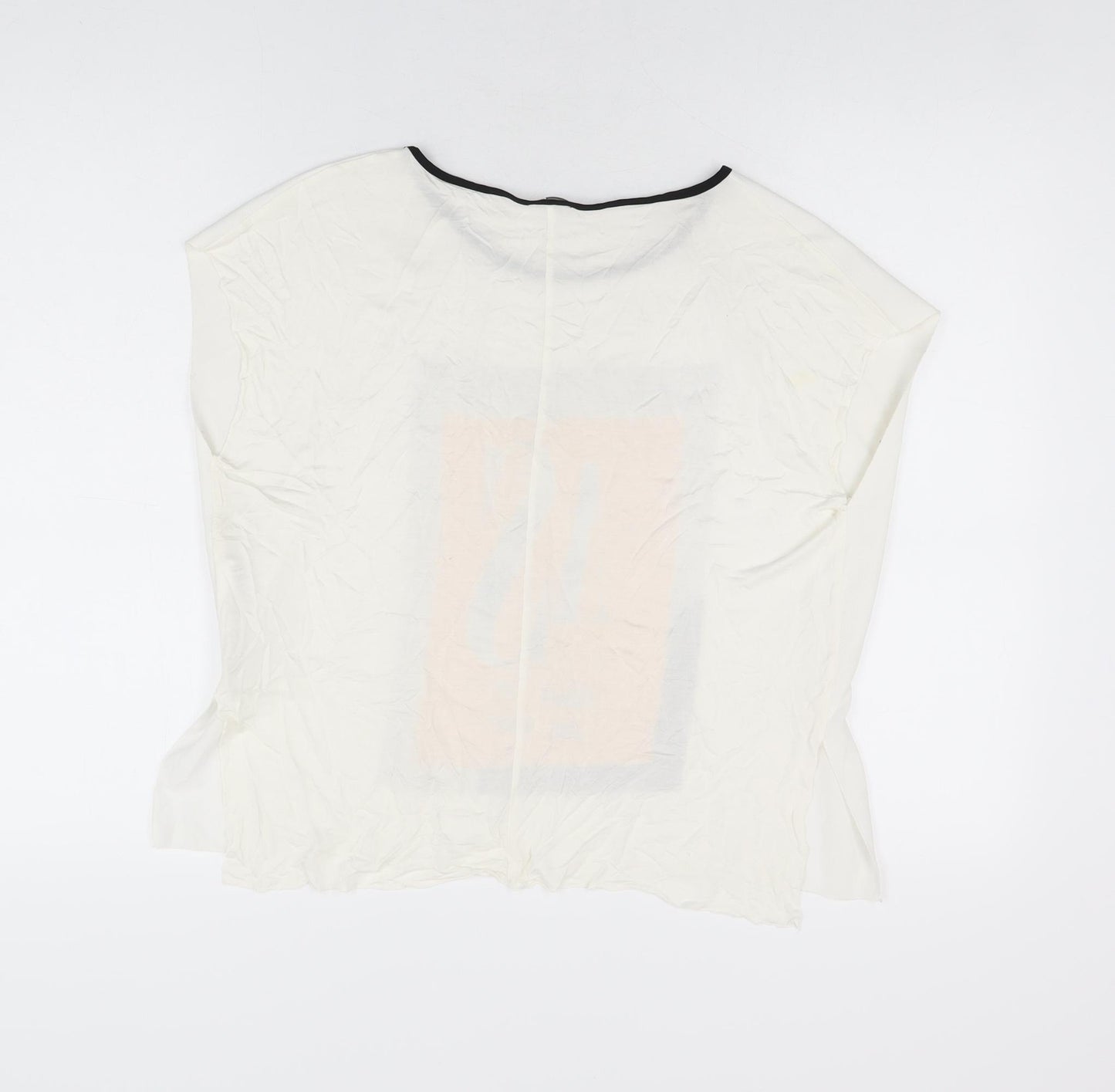 Zara Womens White Polyester Basic T-Shirt Size M Round Neck