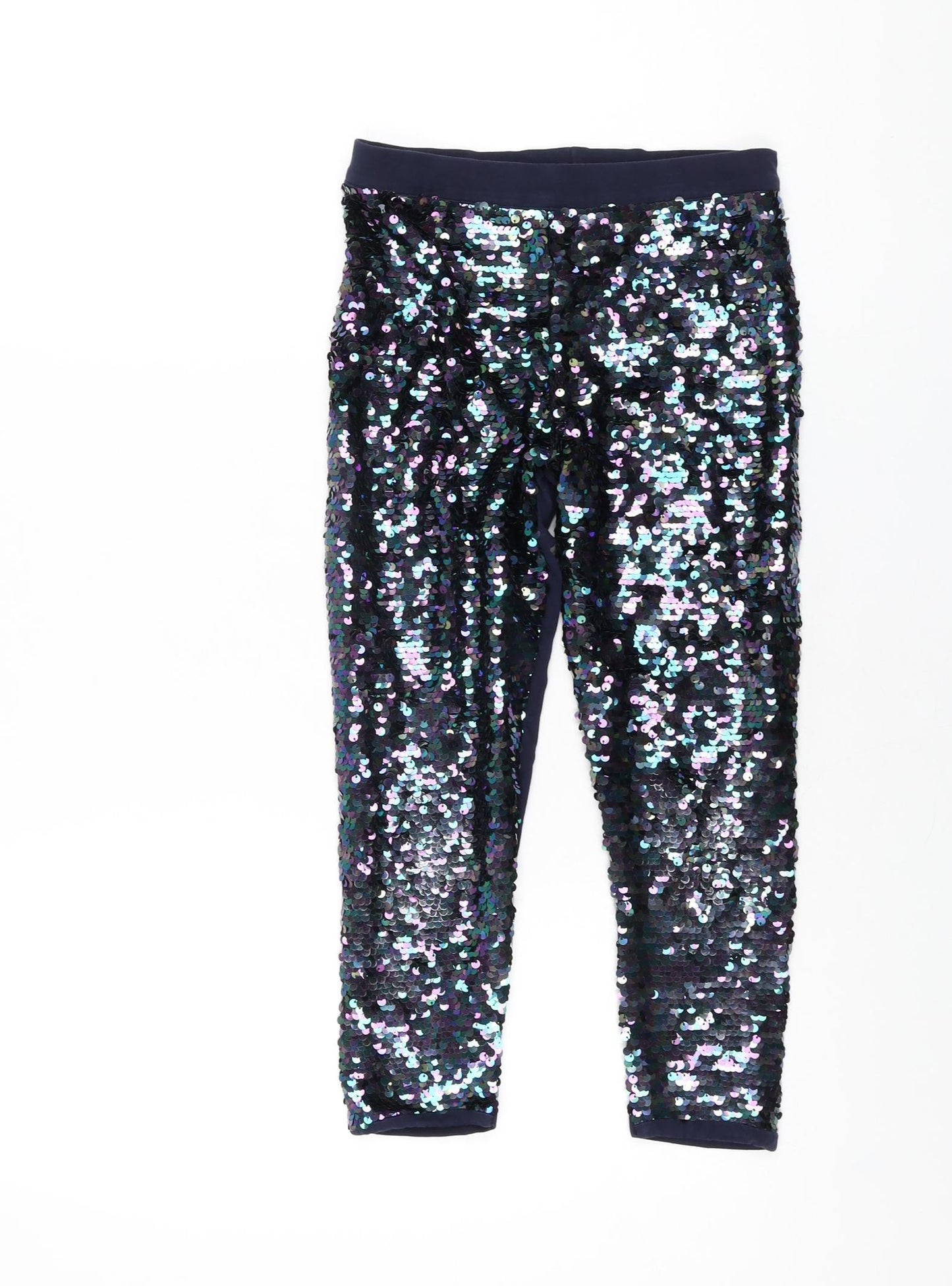 NEXT Girls Blue Polyester Pedal Pusher Trousers Size 9 Years Regular Pullover - Sequins